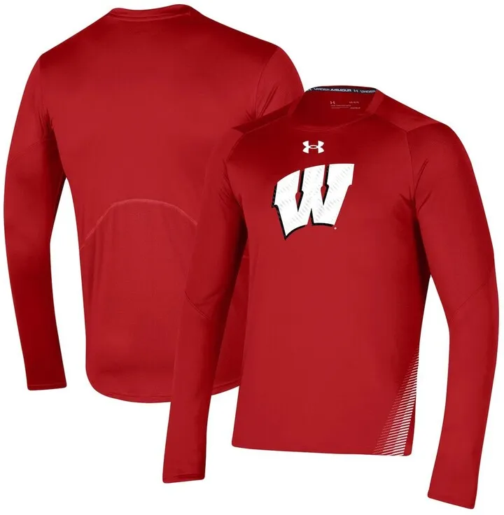 Men's Under Armour Red Wisconsin Badgers 2021 Sideline Training Performance Long Sleeve T-shirt