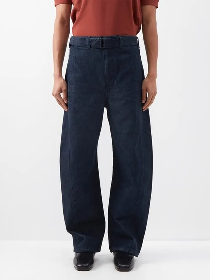 Belted Curved-leg Jeans