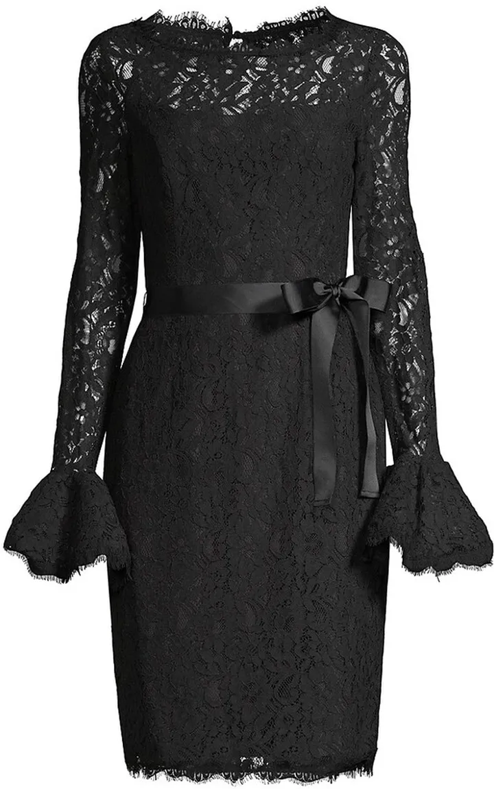 Lace Bell-Sleeve Sheath Dress