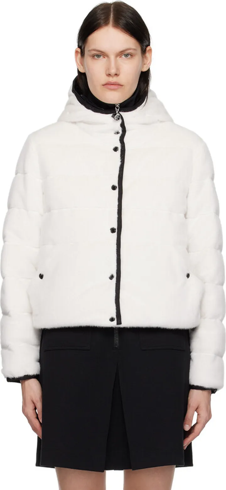 Moncler White Malp Faux-Fur Down Jacket