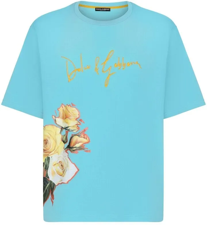 embroidered-logo floral T_shirt