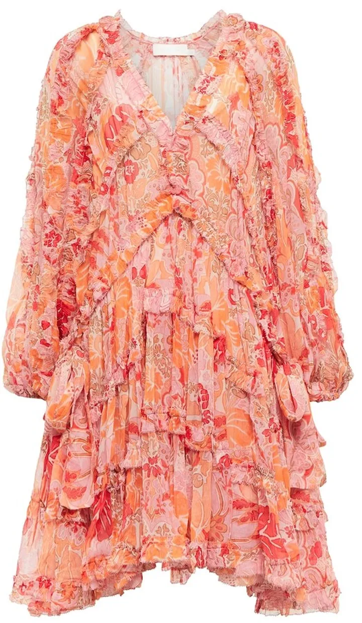 Violet printed silk minidress