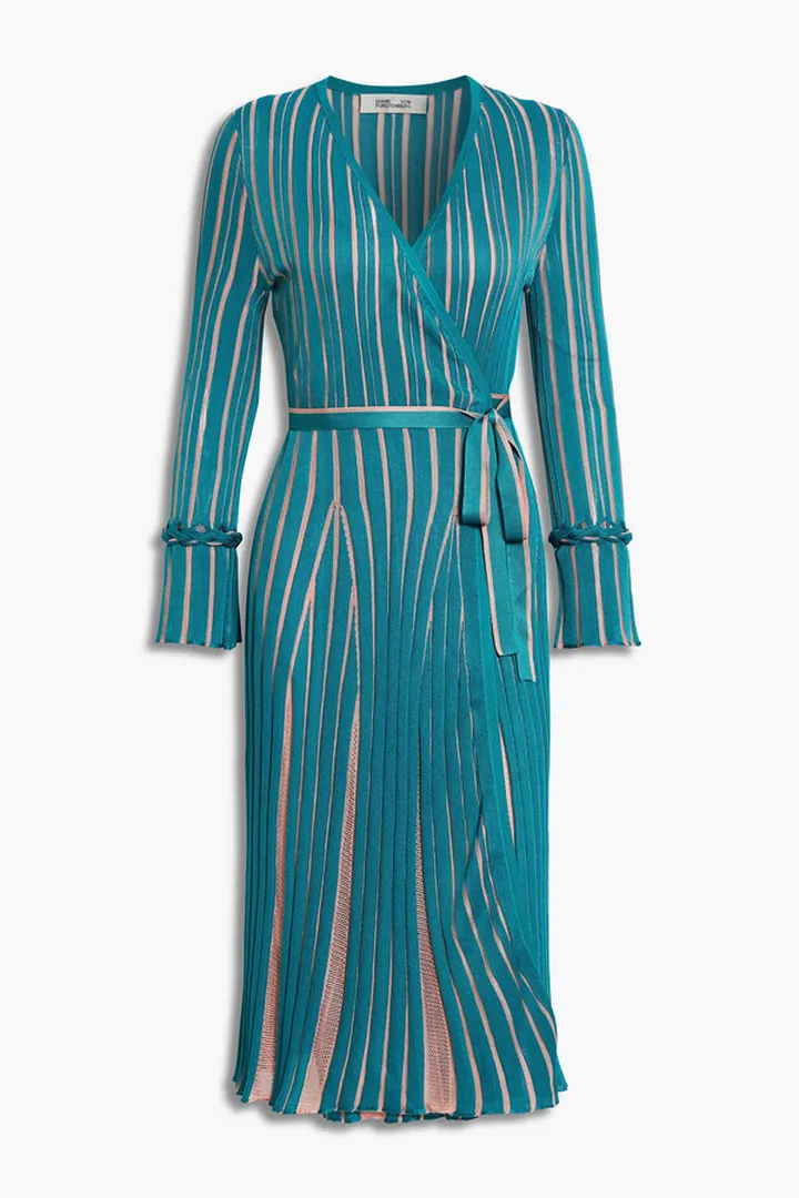 Edeline striped knitted wrap dress
