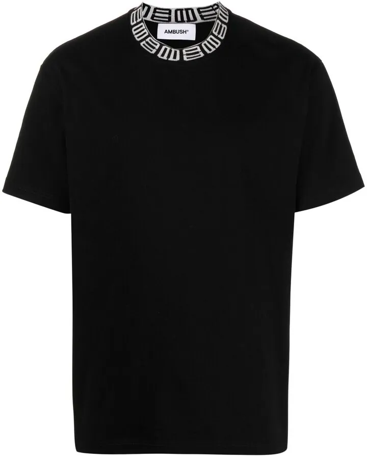 monogram ribbed-collar T-shirt