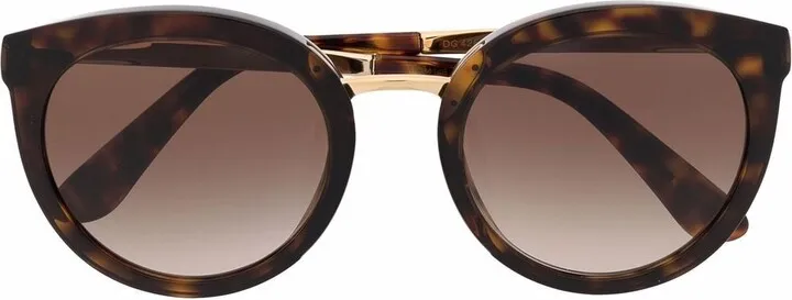 Tortoiseshell Round-Frame Sunglasses