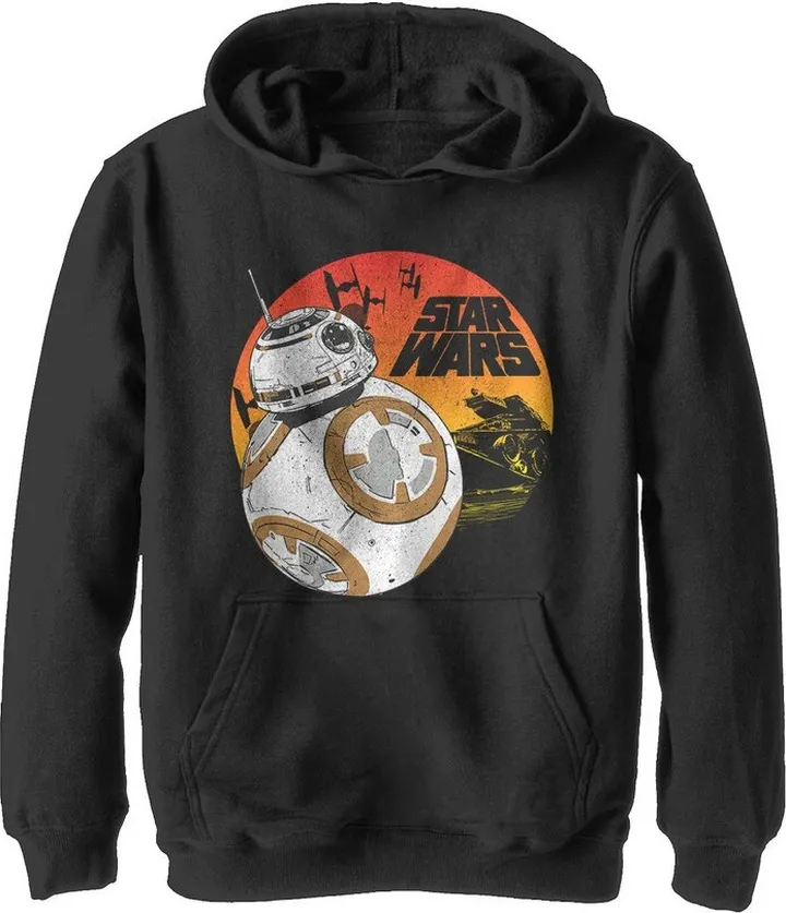 Boy's Star Wars The Last Jedi BB-8 Sunset Pull Over Hoodie - Black - X Large