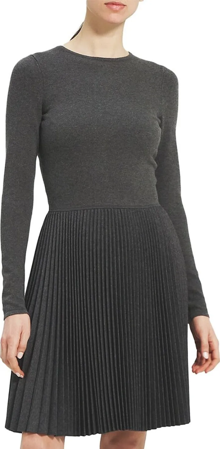 Pleated Wool Mini Dress