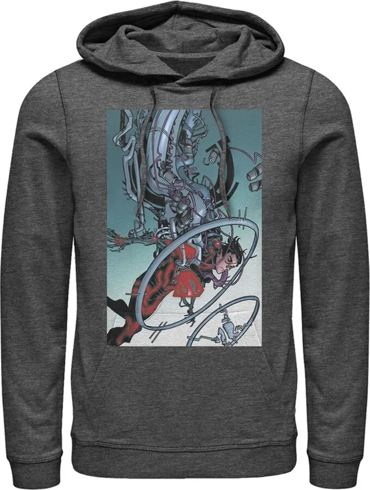 Men's Superman Robotic Fall Pull Over Hoodie - Charcoal Heather - 2X Large