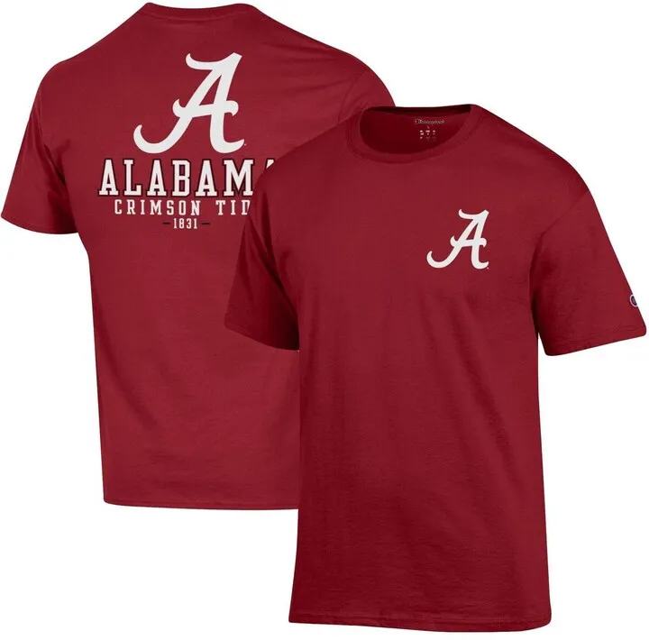 Men's Champion Crimson Alabama Crimson Tide Team Stack 2-Hit T-shirt
