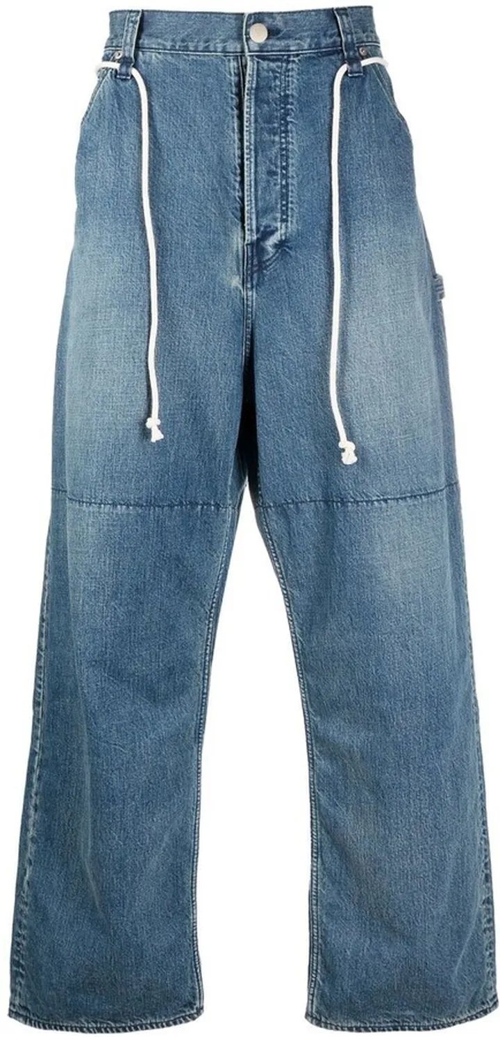 Drawstring Wide-Leg Jeans