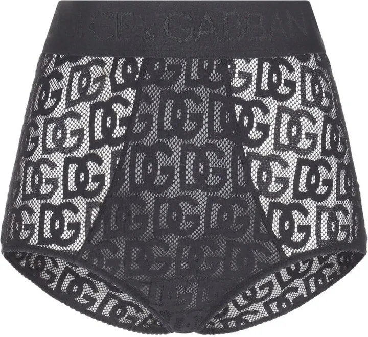 Dolce & Gabbana Logo Waistband Semi-Sheer Panties