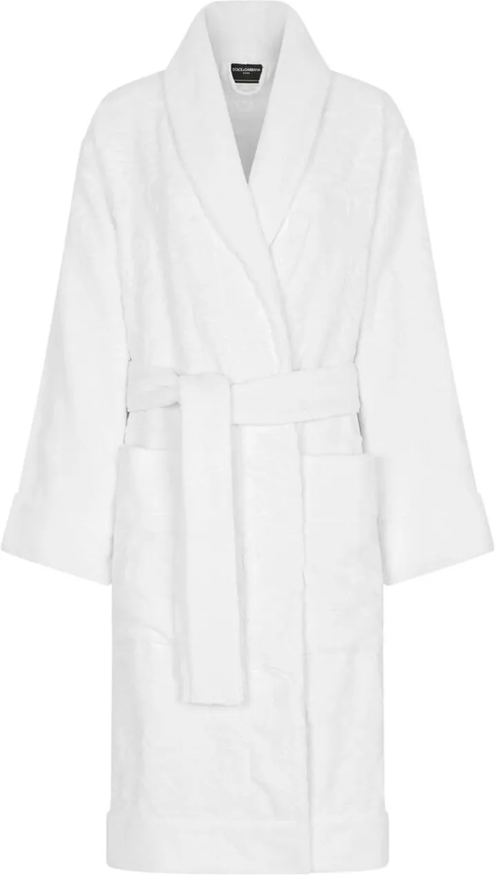 Cotton terry jacquard bath robe