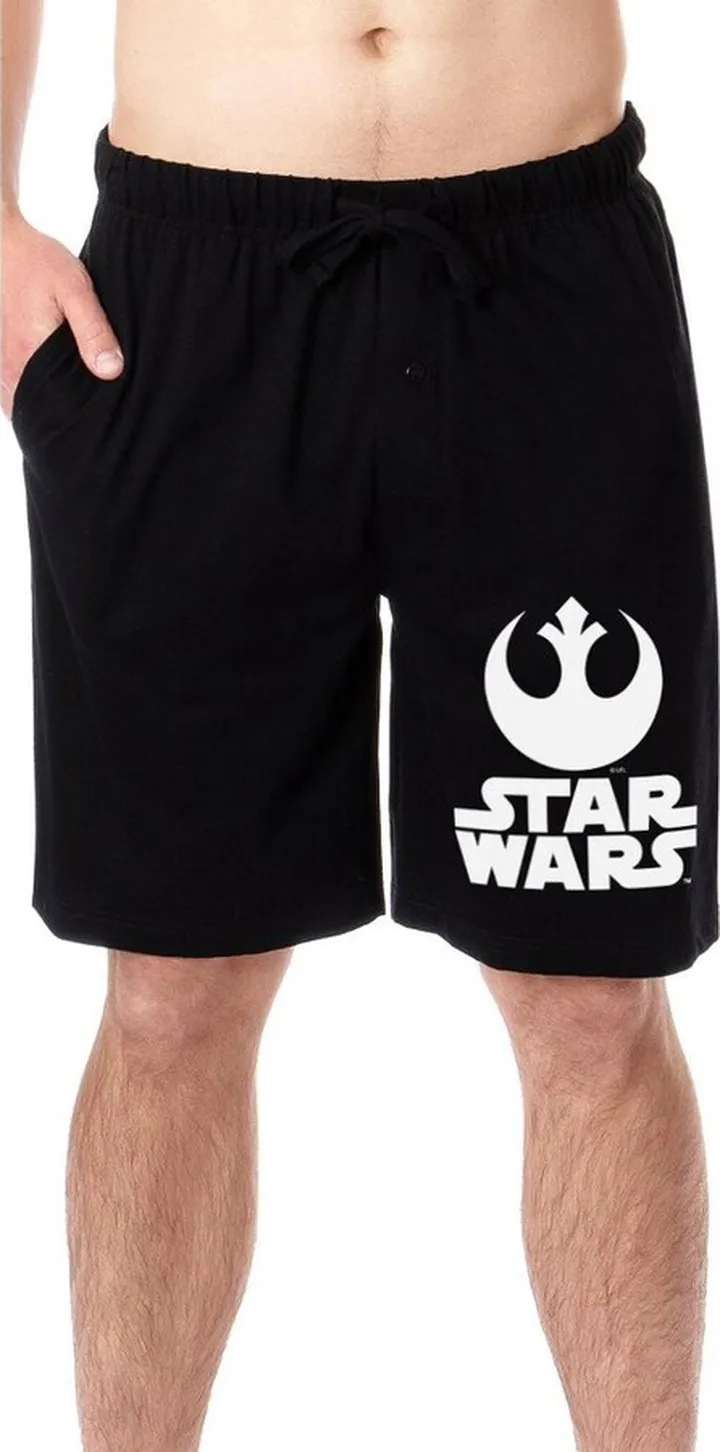 Star Wars Mens' Movie Film Title Logo Rebel Resistance Pajama Shorts (XXX-Large) Black