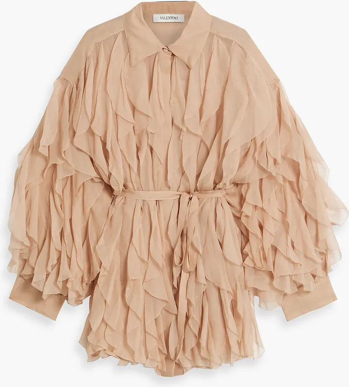 Ruffled silk-georgette blouse