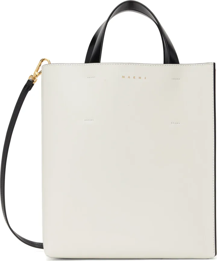 Marni Off-White & Pink Small Museo Tote