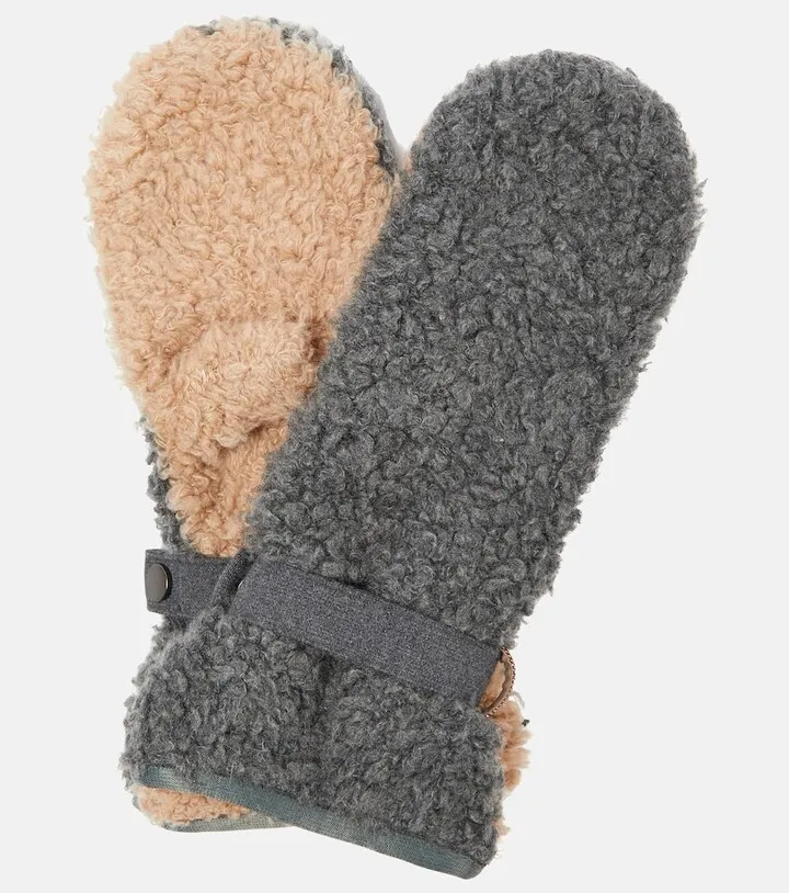 Embellished cashmere-blend mittens