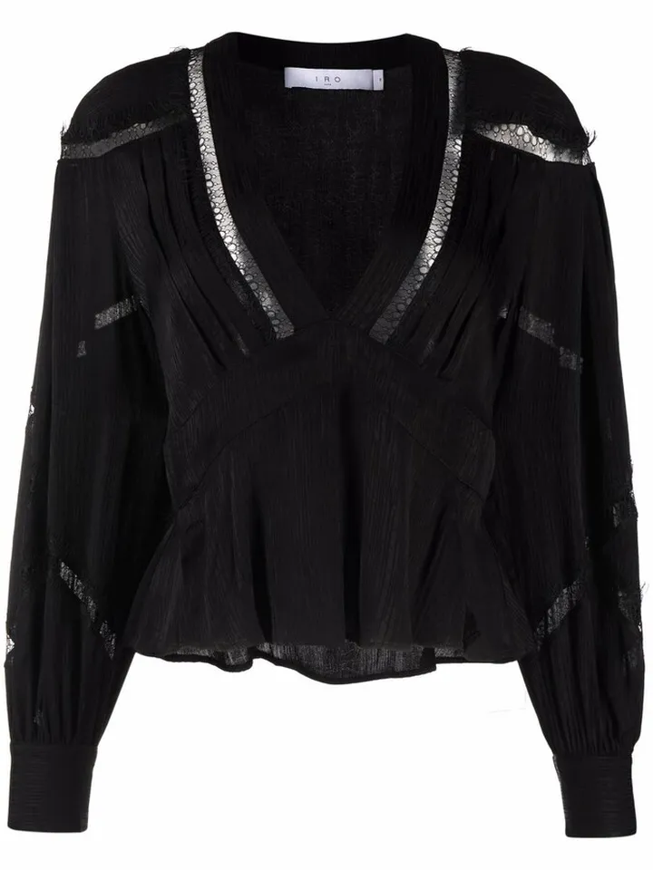 V-neck long-sleeve top