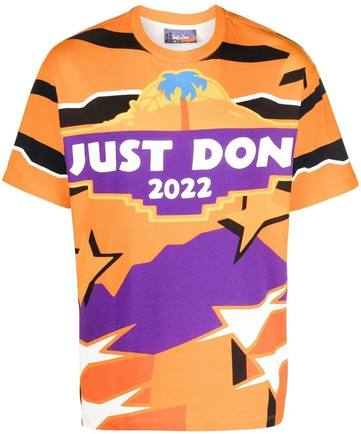 mix-print cotton T-shirt