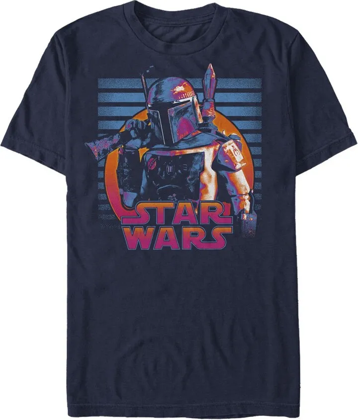 Men's Star Wars Boba Fett Sunset T-Shirt - Navy Blue - Large