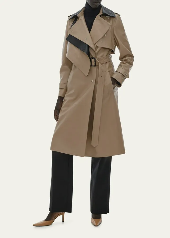 Two-Toned Leather Trench Coat