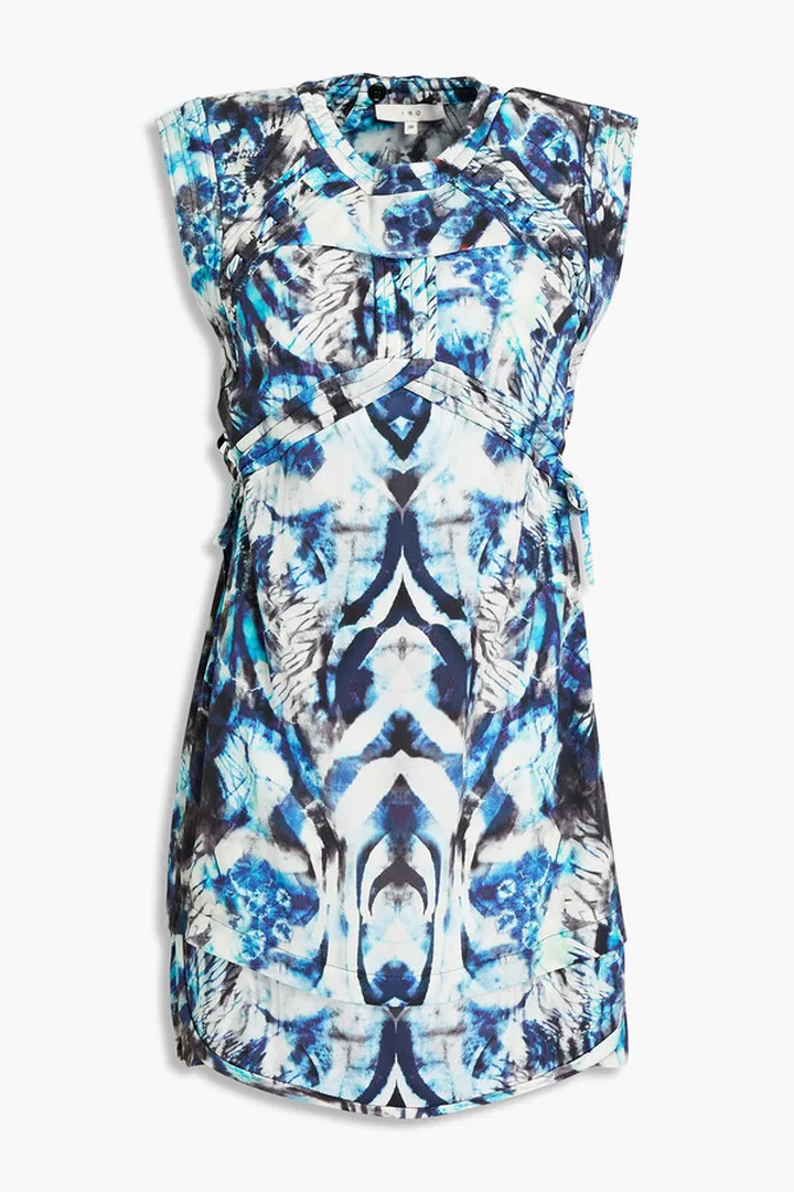 Quilted printed crepe mini dress
