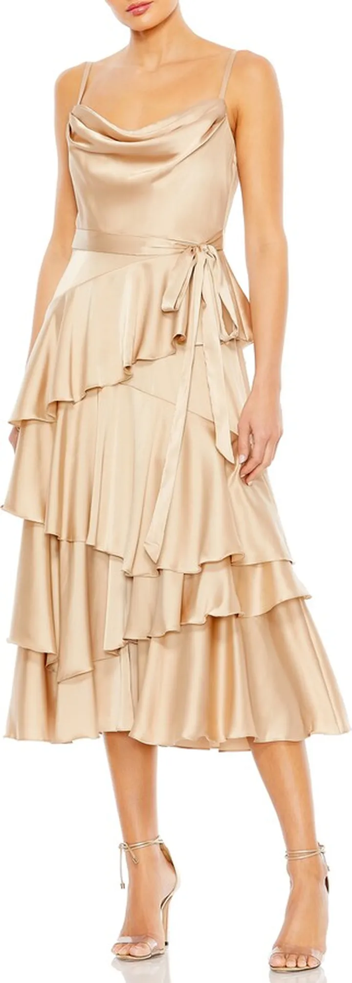 Tiered Satin Cocktail Dress