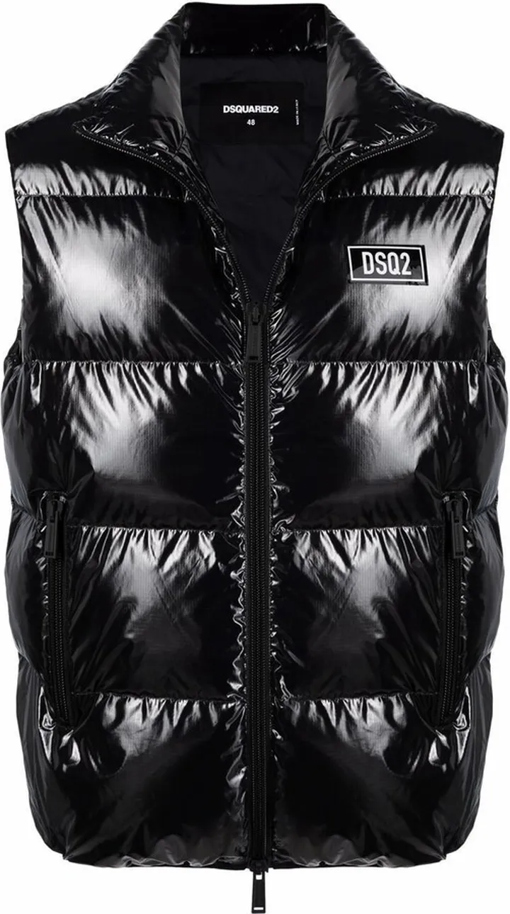 Black Quilted Down Padded Gilet