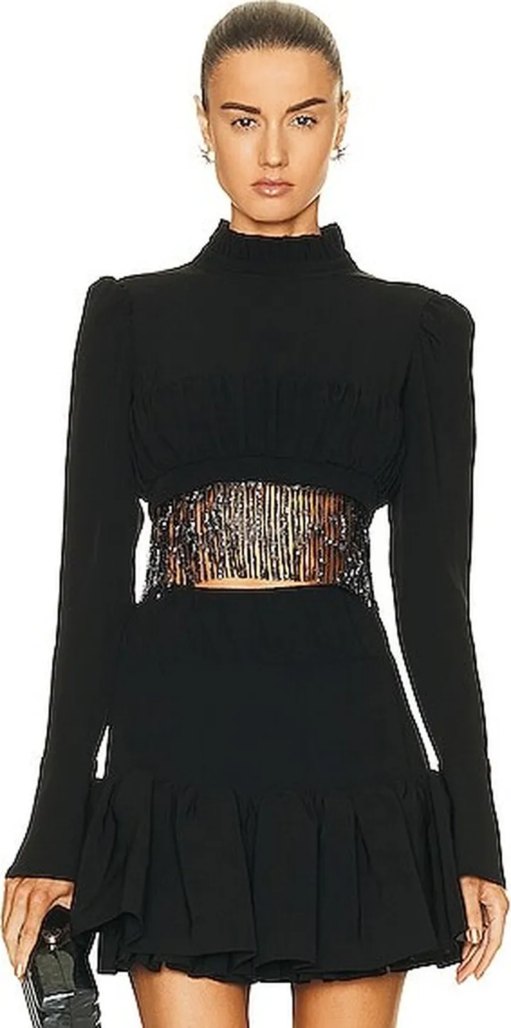 PACO RABANNE Turtleneck Crop Top in Black
