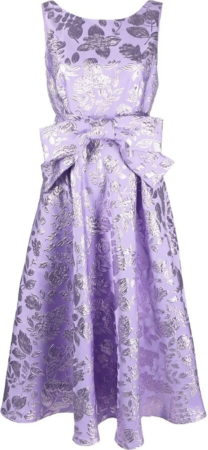 Floral-Pattern Satin Midi Dress