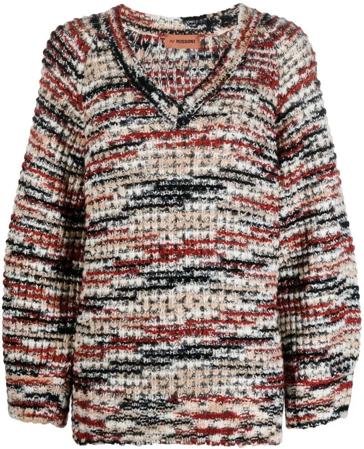 V-neck knitted jumper
