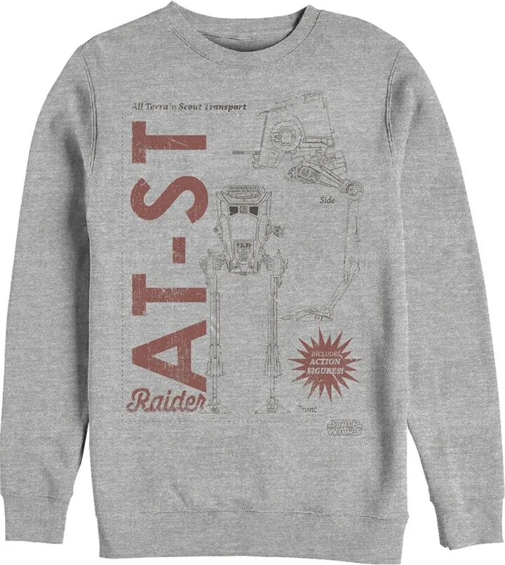 Men's Star Wars The Mandalorian AT-ST Action Figure Sweatshirt - Athletic Heather - 2X Large