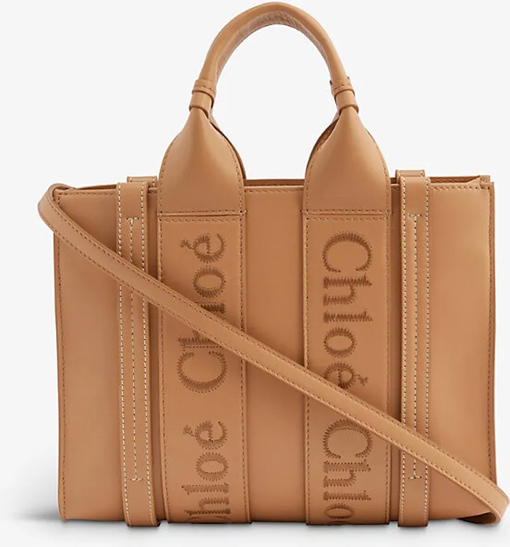 Womens Light Tan Woody Small Leather Tote bag