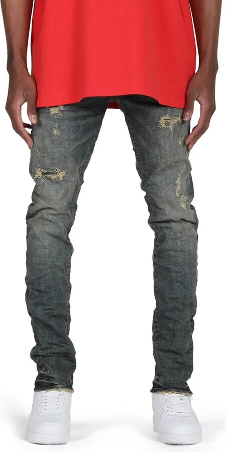 Distressed Quilted Pocket Skinny Jeans