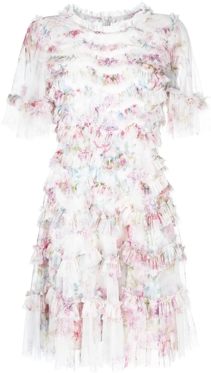 Floral-Print Ruffle-Trim Dress