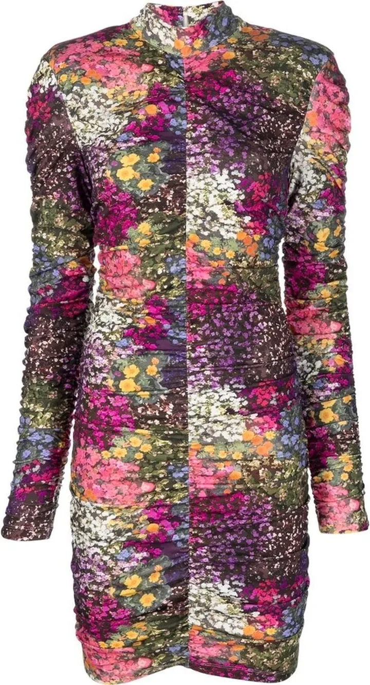 Floral-Print Long-Sleeve Fitted Dress