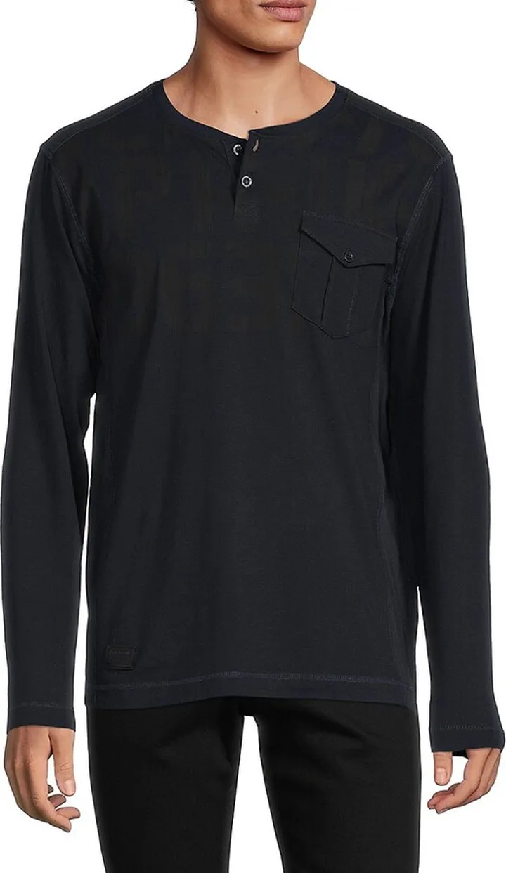 Long Sleeve Henley Pocket Tee