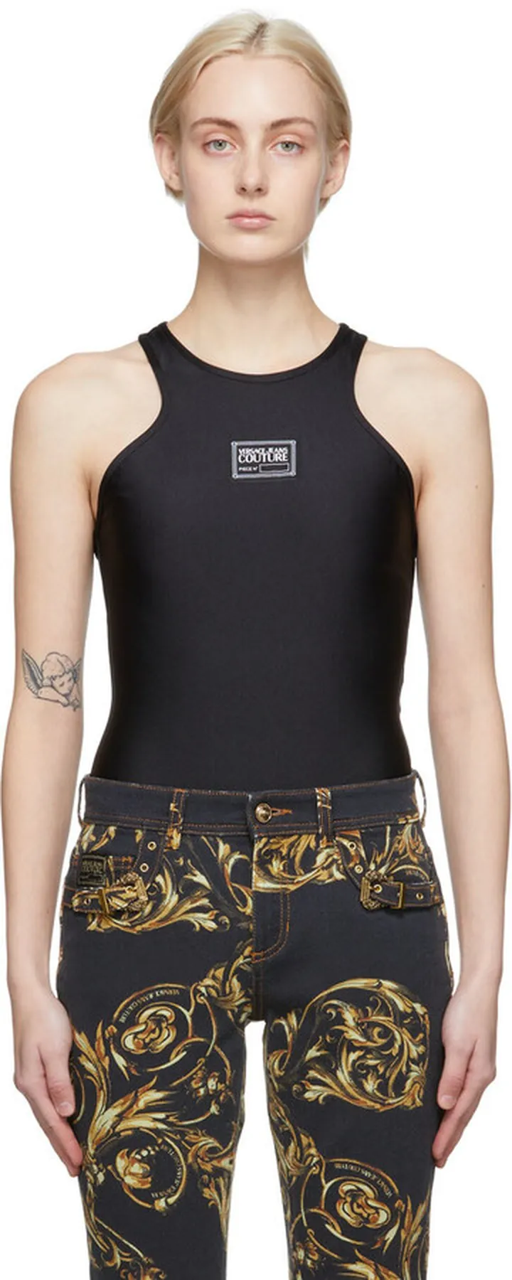 Versace Jeans Couture Black Logo Bodysuit