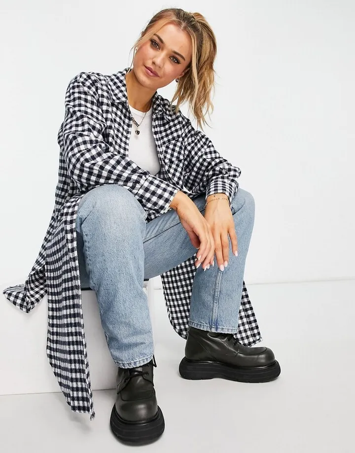 New Look oversized shirt in blue gingham