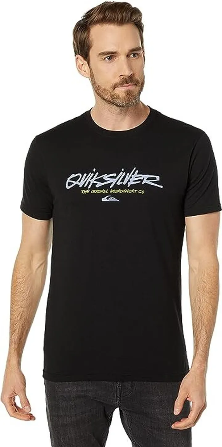 Quiksilver Scripted Short Sleeve Tee (Black) Men's Clothing