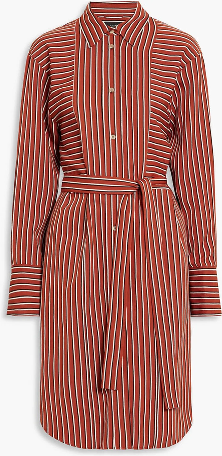 Daxtona belted striped twill shirt dress