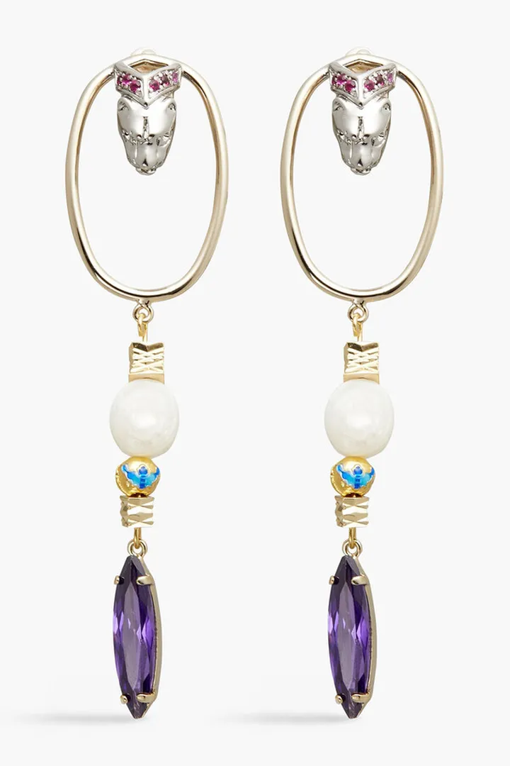 18-Karat Gold-Plated Multi-Stone Earrings