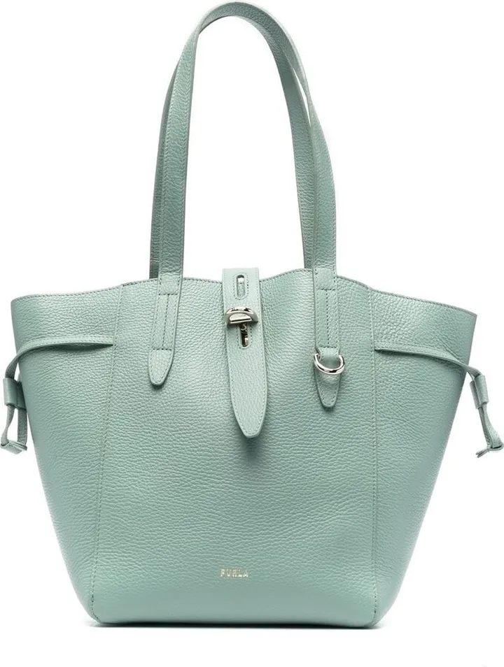 Net leather tote bag