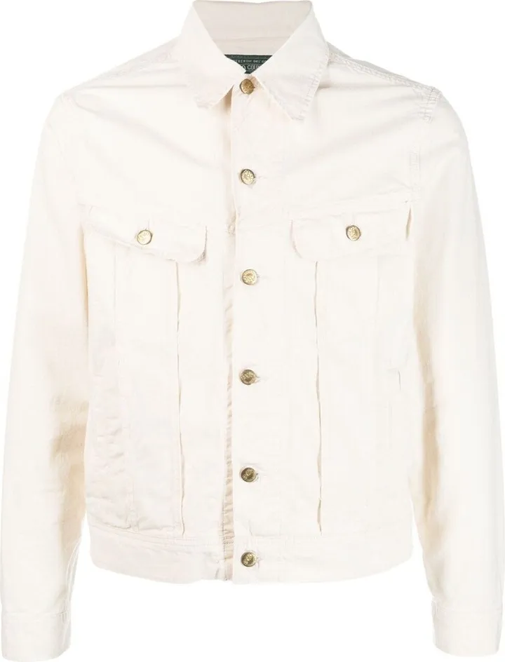 White Chenille Logo Denim Jacket