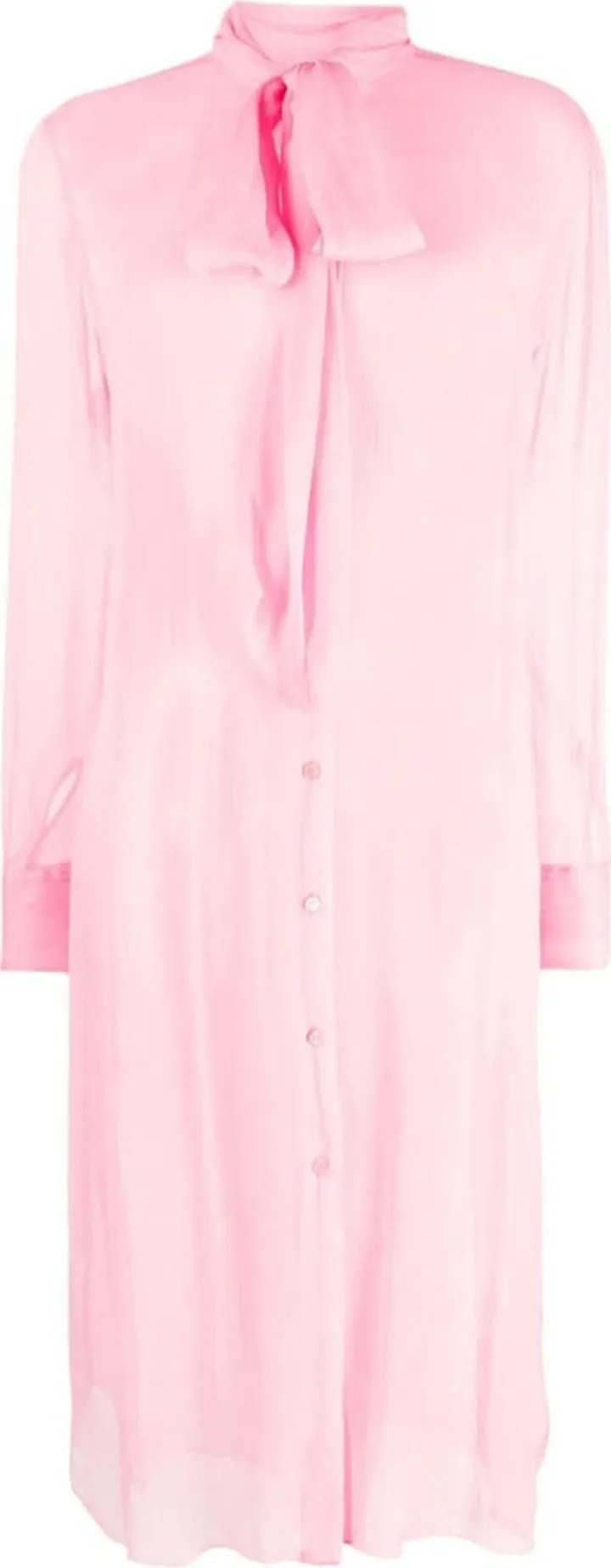 Pussybow Silk-Chiffon Midi Shirt Dress