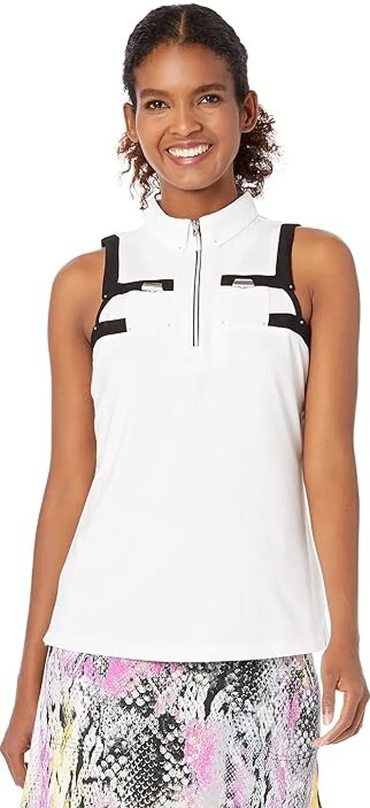 Jamie Sadock Racerback Sleeveless Polo (Sugar) Women's Clothing