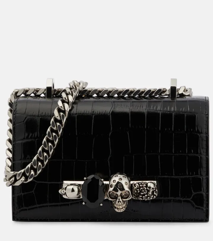 Jewelled Satchel Mini leather crossbody bag