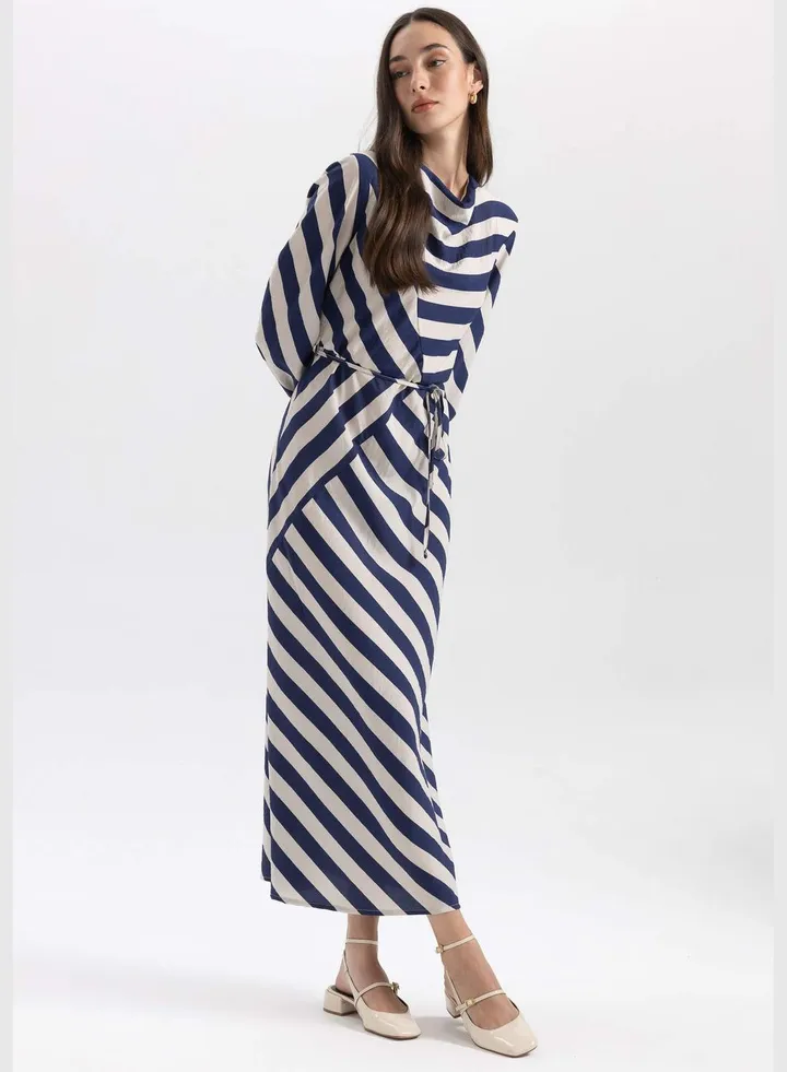 Woman Long Sleeve Woven Dress