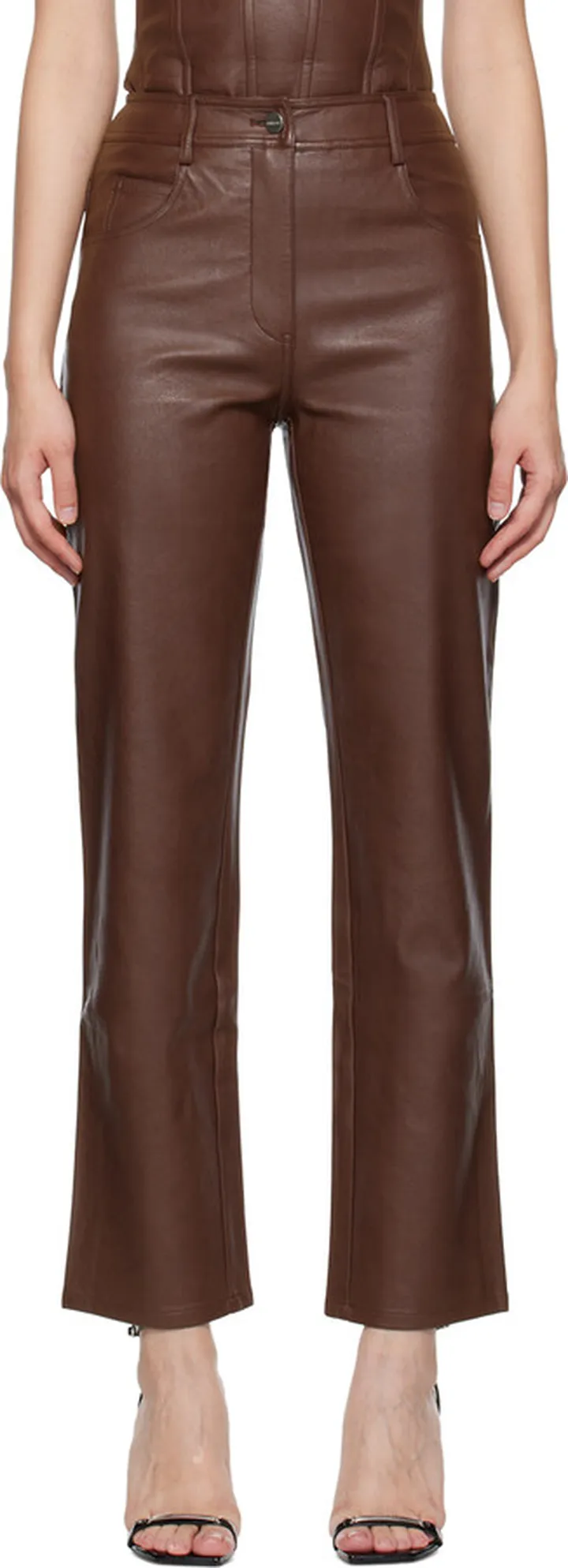 Miaou Brown Junior Faux-Leather Pants