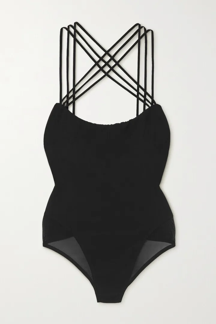 Marika Vera - Mariah Open-back Stretch-jersey And Mesh Thong Bodysuit - Black
