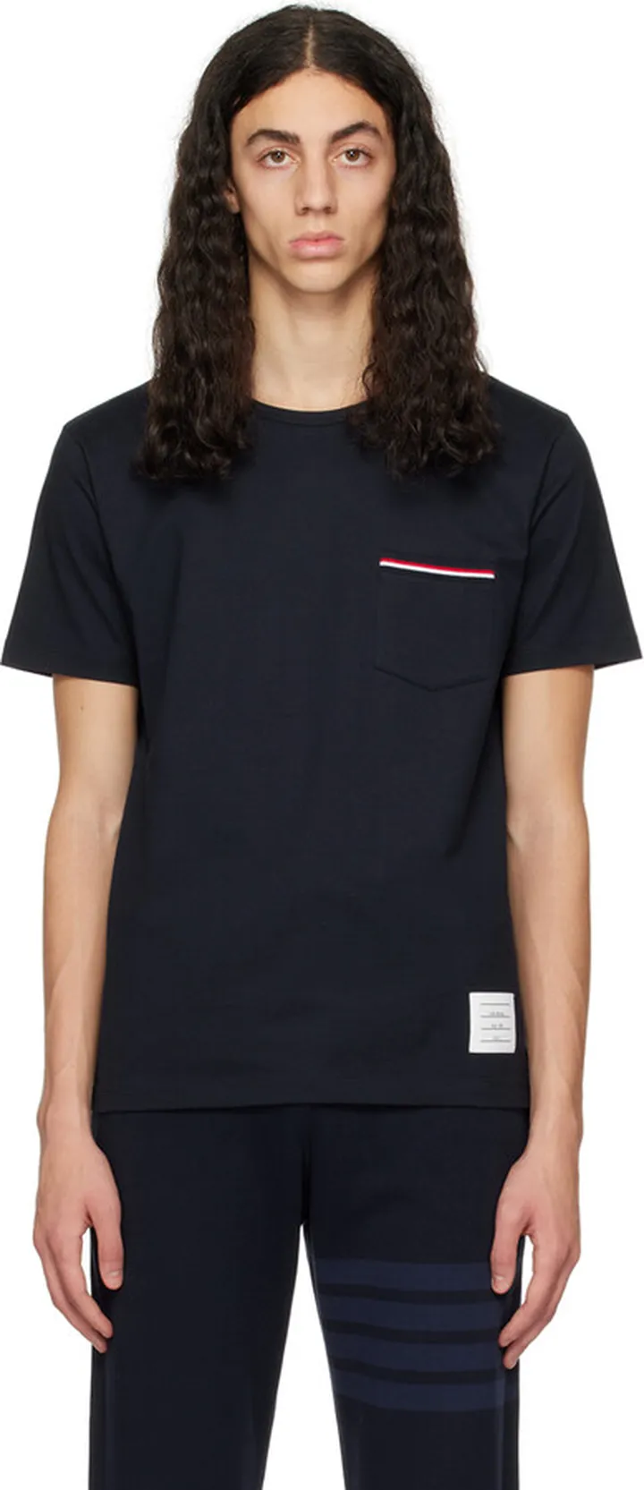 Thom Browne Navy Patch Pocket T-Shirt